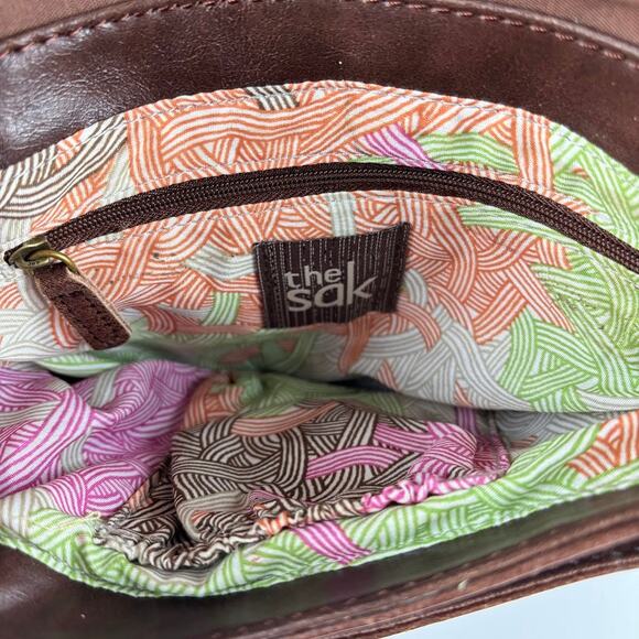 The Sak Glazed Leather Crossbody Purse / Handbag Brown Two-Tone - Picture 5 of 8